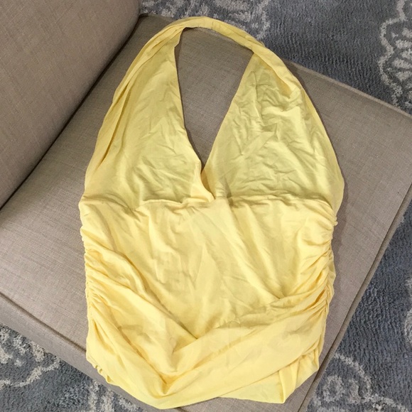 BCBG Maxazria Women's Yellow Fitted Halter Top - Picture 3 of 8
